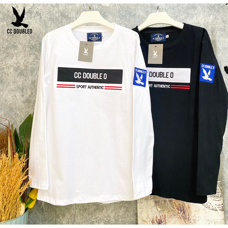 เสื้อยืด งานแขนยาวปักCC DOUBLE O sportปักแถบมี5สีSMLXL,XXL(ผ้าคอตตอน)ใส่ได้ทั้งชายและหญิง