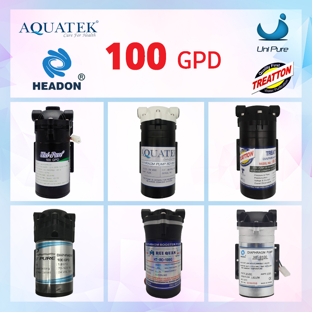 ปั๊มน้ำ ปั๊มRO 100 GPD ปั๊มเครื่องกรองน้ำ Diaphragm Pump เมมแบรน เครื่องกรองน้ำ ตู้น้ำ ปั๊มผลิต AQUATEK TREATTON