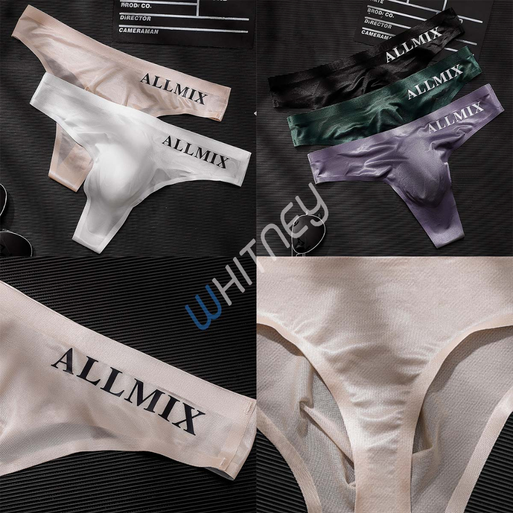 กางเกงในจีสตริงผู้ชาย(G-string) มีเป้า ไร้ขอบ ALLMIX สุด sexy  ผ้า Nylon(EUM3)