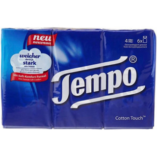 Tempo tissue paper กระดาษทิชชู่เทมโพ ขนาด10แผ่นx6ห่อ (หนา4ชั้น) นำเข้าจากเยอรมันนี🇩🇪