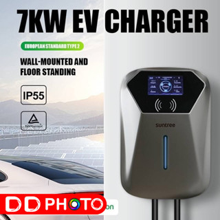 เครื่องชาร์จรถยนต์ไฟฟ้า Suntree EV Charger 7KW/32A 4.3 Inch LCD Type 2 Built In Protection Swipe Card With APP Function