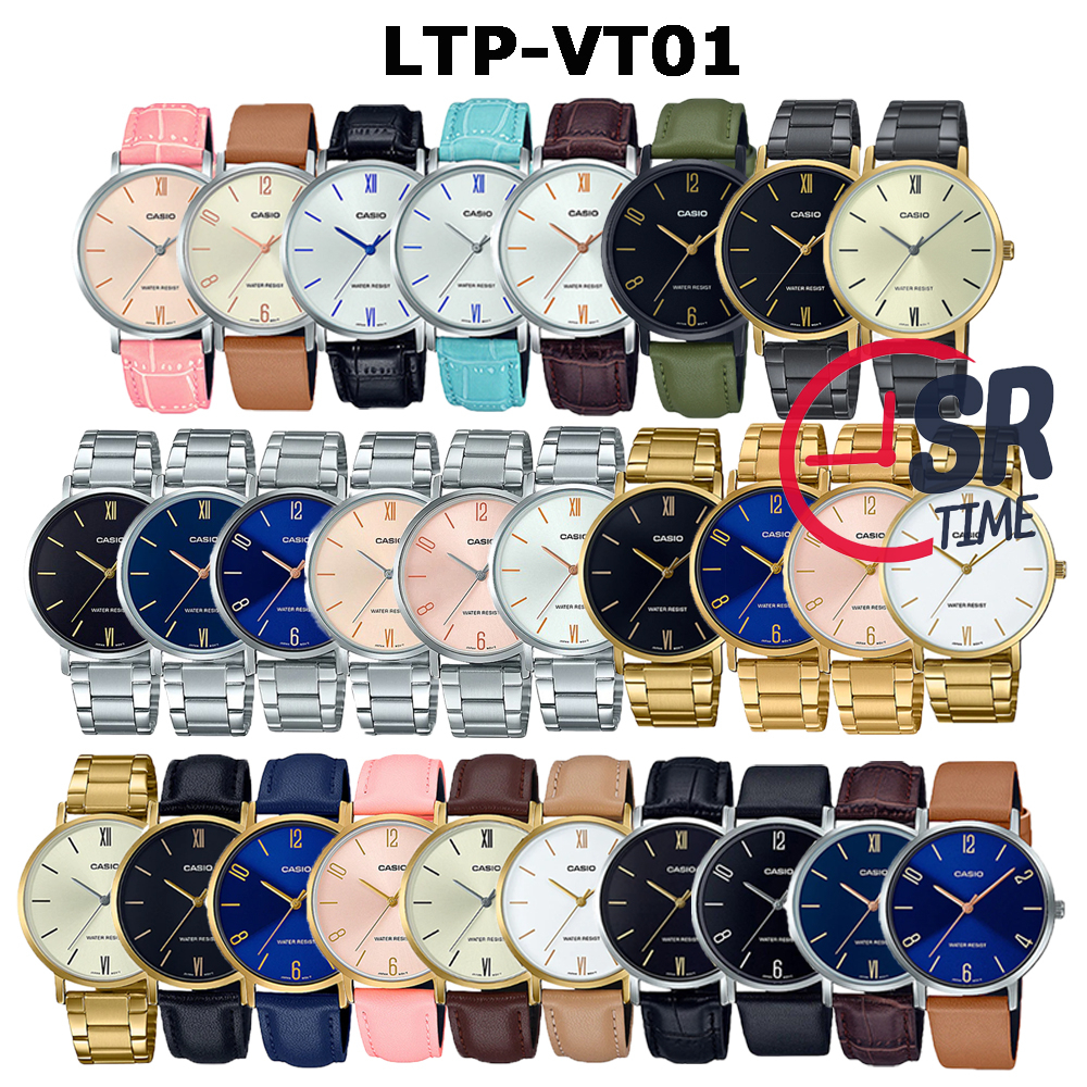 CASIO รุ่น LTP-VT01D LTP-VT01BL LTP-VT01L LTP-VT01GL LTP-VT01G LTP-VT01GB นาฬิกาข้อมือผู้หญิง กล่องและประกัน1ปี LTPVT01