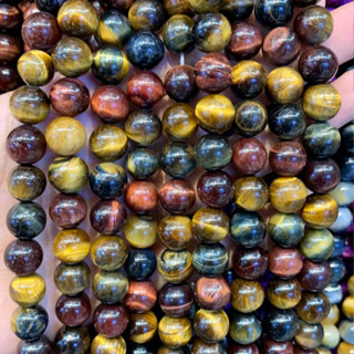 3 ทหารเสือ ตาเสือ 3 สี Mixed Tigers Eye หินแก้ชง เส้นยาว เกรด A