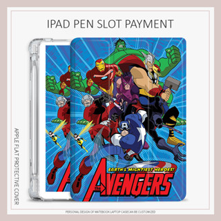 anime The Avengers เคสไอเเพด mini6 air1/2/3/4/5 เคส iPad gen7 8 9 gen10 case iPad pro11 2022 Marvel พร้อมถาดใส่ปากกา