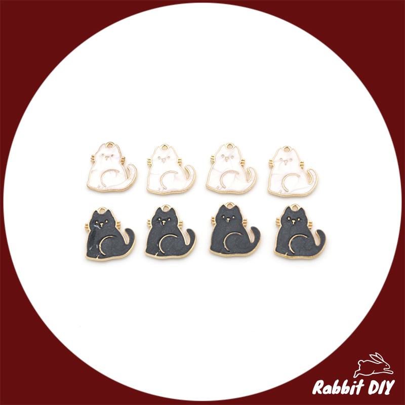 จี้เคลือบสี น้องแมว นั่ง สีขาว-ดำ ขนาด 1.7 ซม. (แพ็ก 2 ชิ้น) ราคา ถูกที่สุด ดีลบีเคเค แกลเลอรีภาพที่ 2