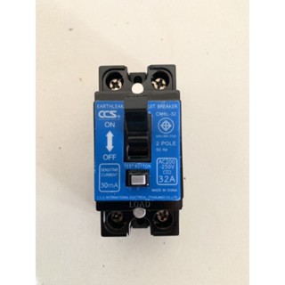 เบรกเกอร์กันดูด เบรกเกอร์ CCS RCBO 2P32A Earth Leakage Circuit Breaker กันไฟฟ้าช็อต กันไฟฟ้ารั่ว กันไฟฟ้าลดวงจร