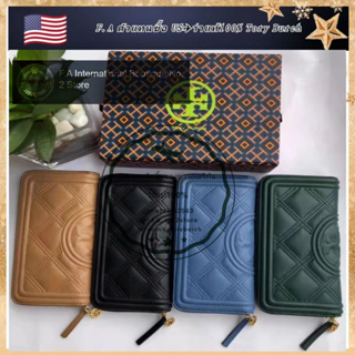 U.S ว่าแท้100% TORY BURCH FLEMING SOFT ZIP CONTINENTAL WALLET กระเป๋าสตางค์ยาวปานกลางช่องใส่การ์ดหลายช่องสำหรับผู้หญิง