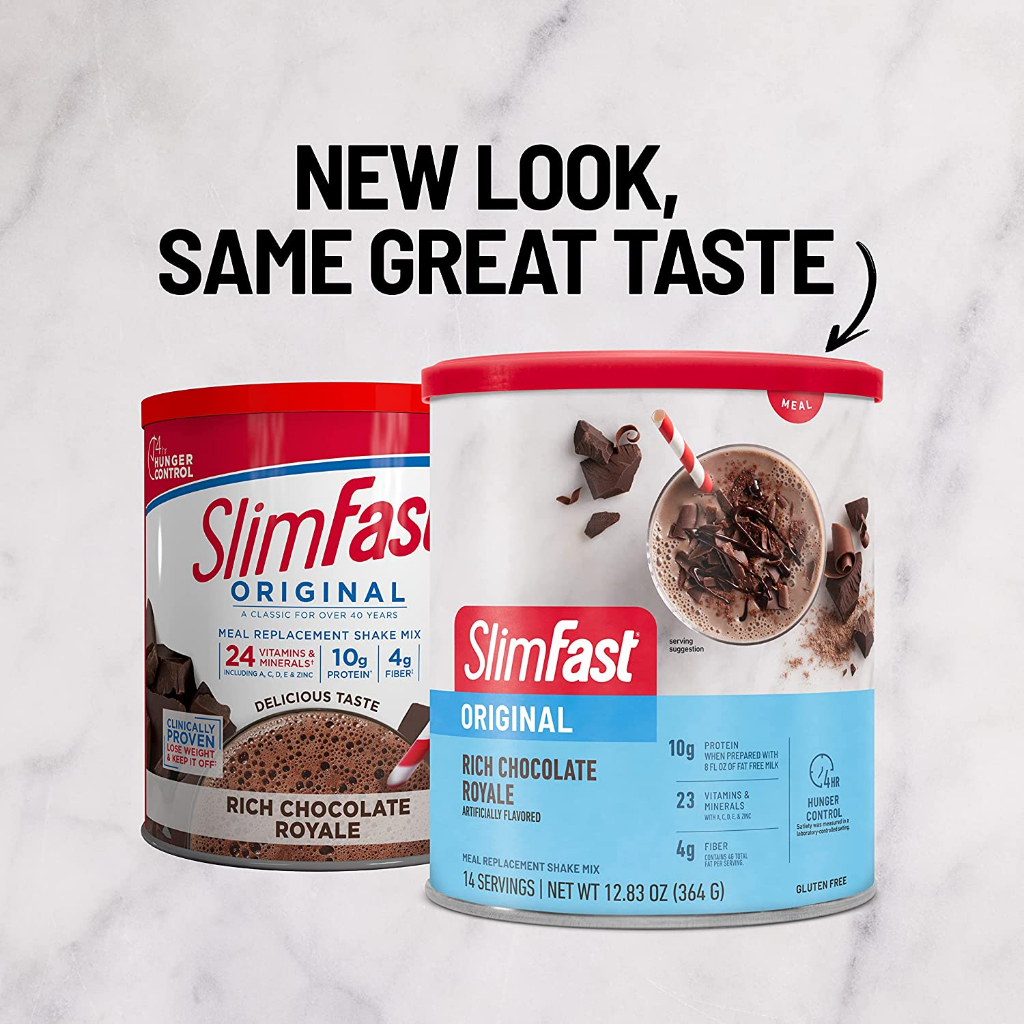 SlimFast Meal Replacement Powder, Original Rich Chocolate Royale, Weight Loss Shake Mix, 10g of Protein, 14 Servings