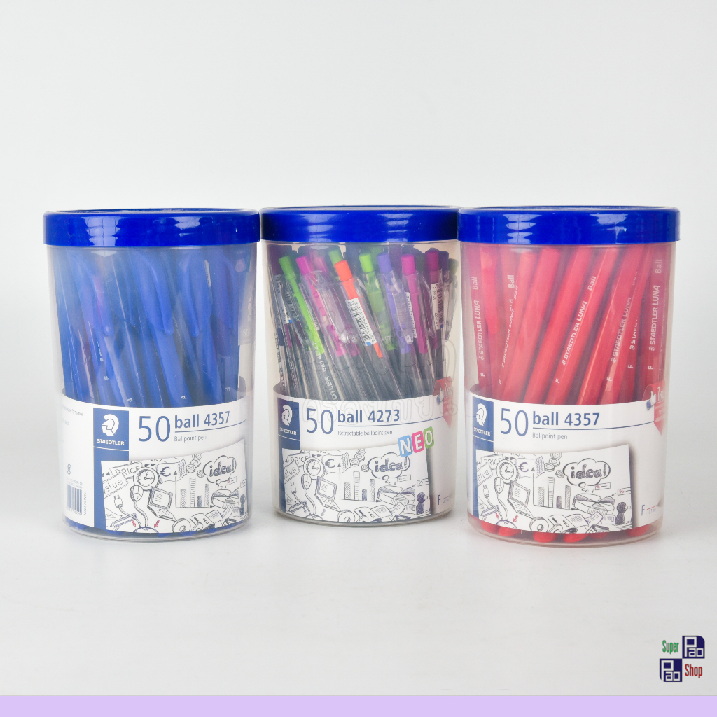 ปากกาแบบกระปุก STAEDTLER(สเต็ดเล่อร์) บรรจุ 50ด้าม ปากกาลูกลื่น ปากกาแบบกด ปากกาแบบปลอก อุปกรณ์การเรียน