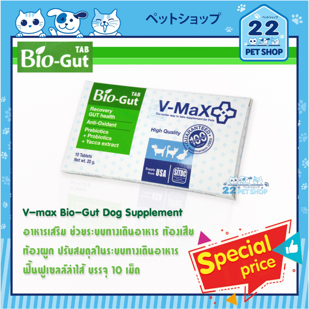 V Max Bio Gut 10 เม็ด ช่วยปรับสมดุลในระบบทางเดินอาหาร ท้องเสีย ท้องผูก ฟื้นฟูเซลล์ลำไส้ Exp.3/2026