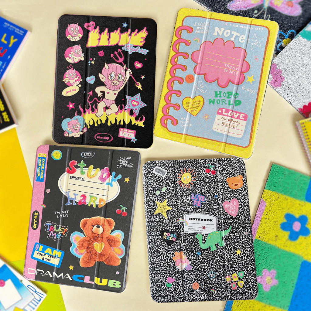 พร้อมส่ง เคสไอแพด Gen9 Air5 เคสiPad สีดำเย็นน่ารัก Gen8 MINI7 Air4 pro11 2024 AIR6 มีที่เก็บปากกา