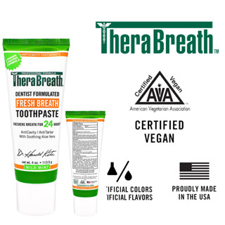 ยาสีฟัน TheraBreath Fresh Breath Dentist Formulated 24-Hour Toothpaste, Mild Mint, 4 Ounce ราคา 550.- บาท