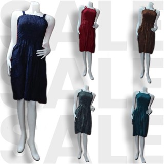 SALE!! SALE!!SALE!! SHORT PLAIN ELASTIC HIGH WAISTED DRESS/เดรสสั้นยางยืดธรรมดา / เอวสูง