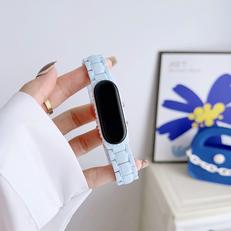 PC สายเรซิ่น สร้อยข้อมือ Xiaomi 3 4 5 6 7 สายสีลูกกวาด