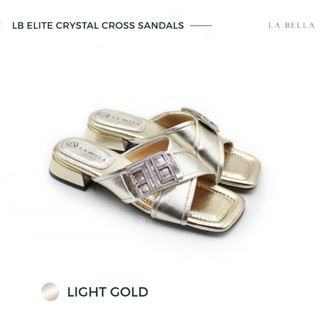 LA BELLA รุ่น LB ELITE  CRYSTAL CROSS SANDALS - LIGHT GOLD