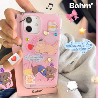 Bahm valentines love pink case เคสชมพูลายน้องหมาน้องแมว