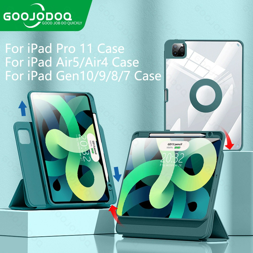 GOOJODOQ เคสไอแพด หมุนได้ 360 องศา พร้อมขาตั้งแม่เหล็ก สําหรับ for iPad Pro 11 Air5 Air4 Gen10 10.9 Gen9 8 7 10.2 Case