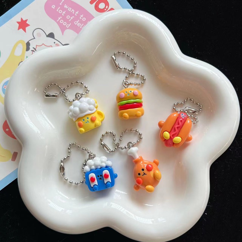 พร้อมส่ง🍟 พวงกุญแจรูปอาหาร พวงกุญแจน่ารัก พวงกุญแจห้อยกระเป๋า