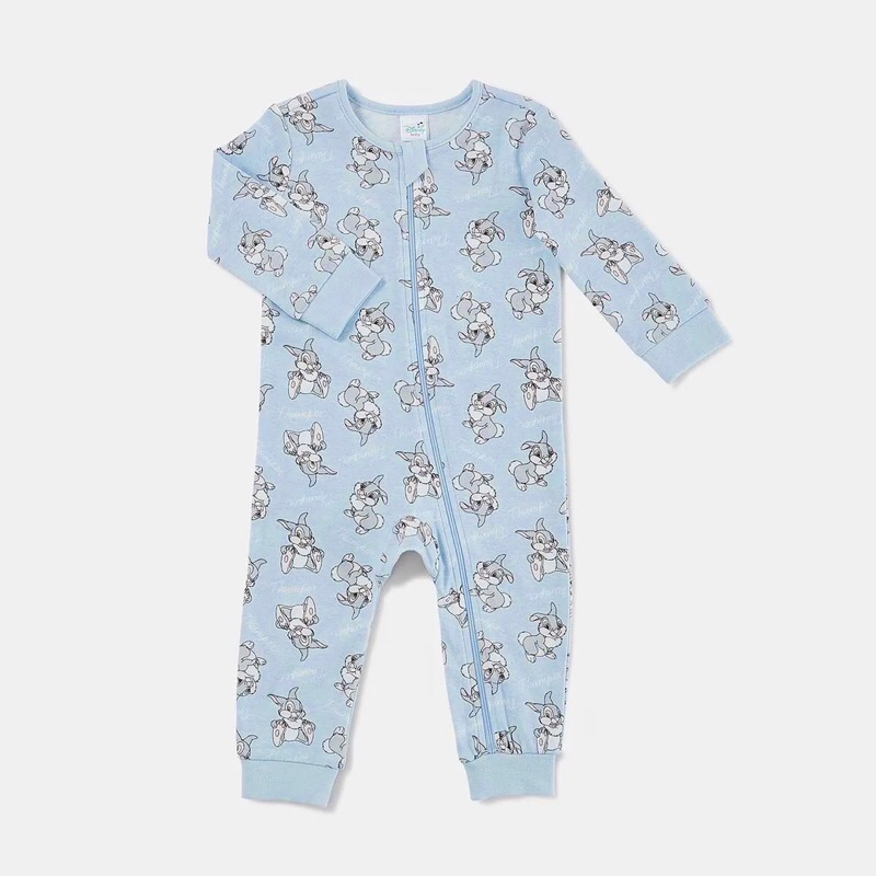 บอดี้สูทลายกระต่ายสีฟ้าซิปหน้า(One-way) ขนาด Small NB,NB,0-3m