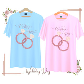 เสื้อทีมงานแต่ง เพื่อนเจ้าบ่าว เพื่อนเจ้าสาว คู่บ่าวสาว Wedding Day เนื้อผ้านุ่ม ใส่สบาย มีสี ขาว ฟ้า ชมพู