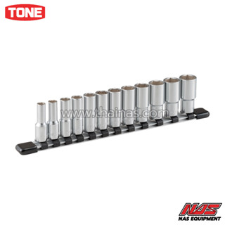 TONE ชุดรางเก็บลูกบ็อกซ์ยาว (6pt.) ขนาด 3/8" (3หุน) Socket Holder คละไซส์ 8-19 มม. | HSL312