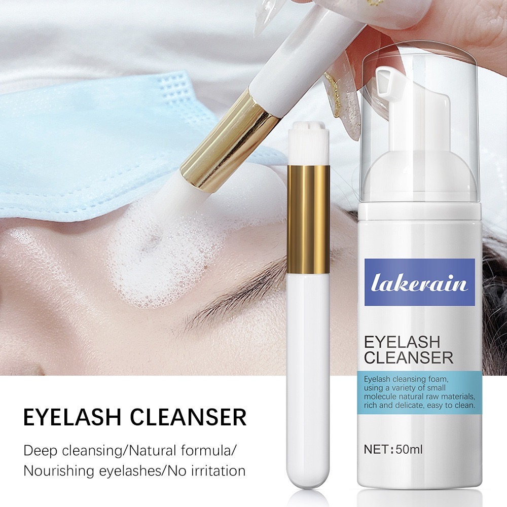 Lakerain โฟมทำความสะอาดขนตา ก่อนต่อขนตาในกล่องมีแถมแปรง1ชิ้น สปาโฟม ขนาด50ml สินค้าสำหรับช่างต่อขนตา