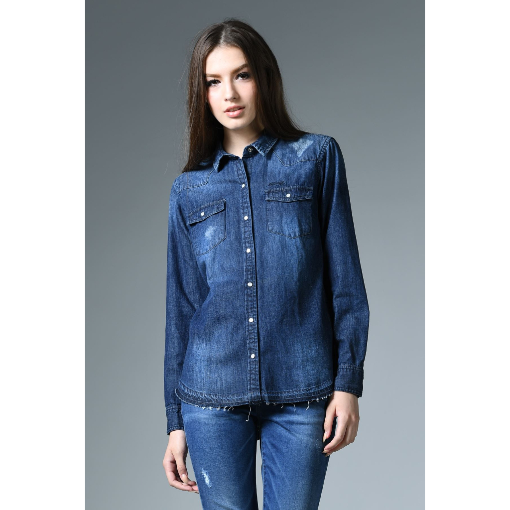 Mc Jeans แท้ 100 % (MC LADY ) เสื้อเชิ๊ตแขนยาว PRODUCT ID : LWL2074 ฿1,995.00