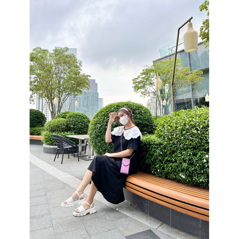 NITAAN สวยแพงมากกก เดรสผ้าโพลี คอปกลูกไม้เกาหลี  🐧 รูปที่ 2