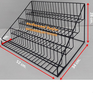 ชั้นวางน้ำหอม วางขวด กระป๋อง ลูกอม หมากฝรั่ง แบบ 4ชั้นตั้งโต๊ะ ตั้งบนเคาน์เตอร์ รุ่นตะแกรง ขนาด 34x52x28 cm.