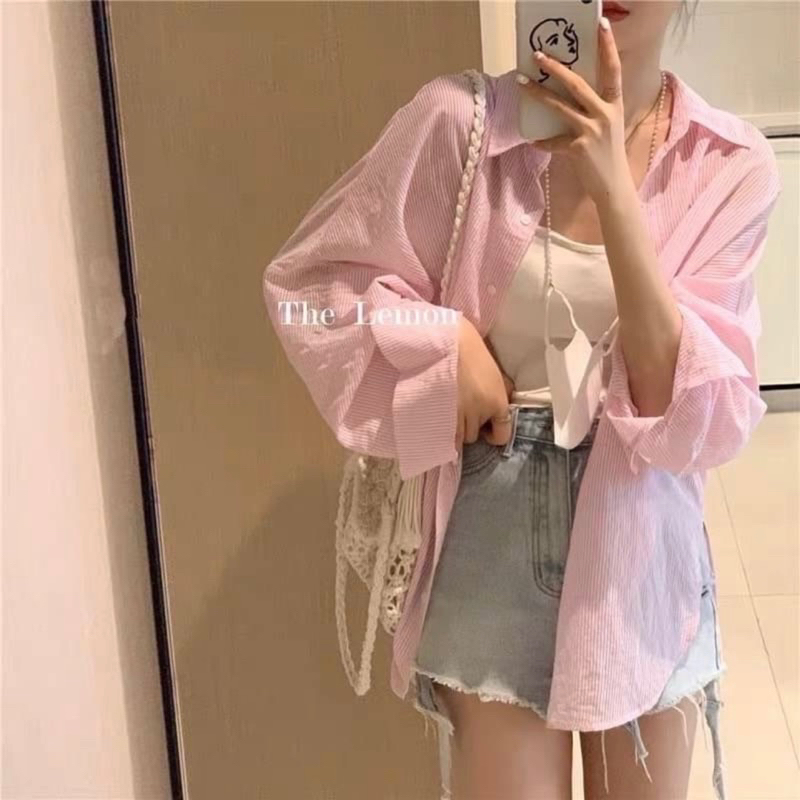 ♡Solfty shirt♡เชิ้ตผ้าบาง(ใส่คลุม)ป้ายsiwashop