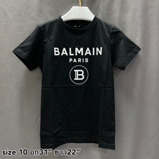 Balmain tee t-shirt size 10 12 เสื้อยืด สีขาว สีดำ บัลแมง ของแท้ แบรนด์เนม เสื้อ แขนสั้น ของขวัญ เสื้อผู้หญิง เด็กโต