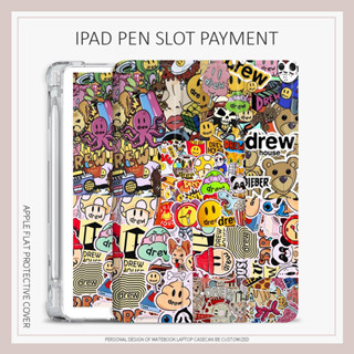 drew Graffiti เคสไอเเพด air1/2/3/4/5 mini4/5/6 เคส iPad 10.2 gen7 8 9 case iPad 2022 pro11 gen10 พร้อมถาดใส่ปากกา