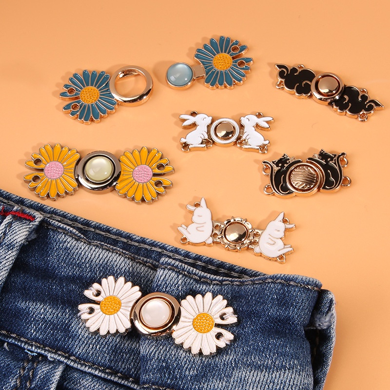 [จัดส่งที่รวดเร็ว] เข็มกลัดกระดุมโลหะ ปรับระดับได้ สไตล์ฮั่นฝู แฟชั่นเรโทร กางเกงยีนส์ปุ่มทอง ปุ่มปรับเอว  สําหรับเครื่อ - รูปที่ 3