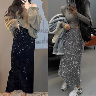 Dewishes 🖤 Sequins Korea Long Skirt กระโปรงยาว กำมะหยี่ปักเลื่อม ซับในทั้งตัว