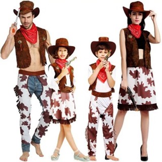 พร้อมส่ง ชุดคาวบอย เด็กและผู้ใหญ่ Set4ชิ้น Cowboy&amp;Girl Costume 4pcs Set