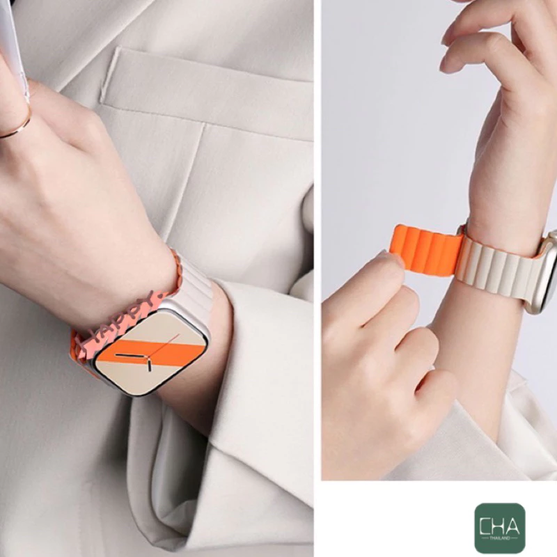 สาย smart watch 40/44/45/41/46/38มม สายนาฬิกา smart watch 11 10 9 8 ultra 7 6 5 4 3 นิ่ม เเบบเเม่เหล็ก a01 A-star