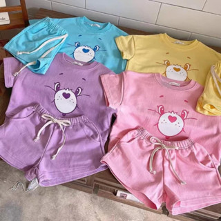 แคร์แบร์ 💕 ชุดเด็กแคร์แบร์ Care Bear 🐻 เสื้อยืดคอกลมแขนสั้น และกางเกงขาสั้น ลายหมีน่ารัก เหมาะมากกับหน้าร้อนนี้