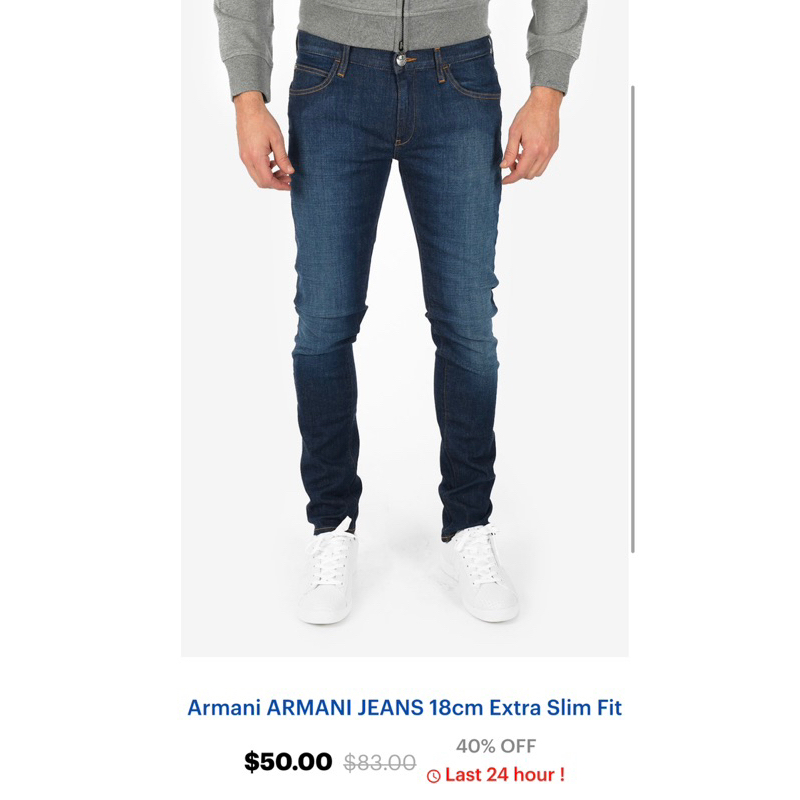 AJ ARMANI JEANS Extra Slim Fit Denim Jeans กางเกงยีนส์ผู้ชาย อาร์มานี่ ยีนส์ รุ่น เอ็กซ์ตร้า สลิม ฟิต