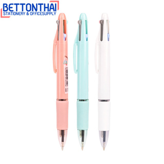 Deli Q181 four-color ballpoint pen 1.0mm bullet ปากกากด ปากกากด4สี (คละสี 1 แท่ง) ปากกา อุปกรณ์การเรียน เครื่องเขียน ปาก
