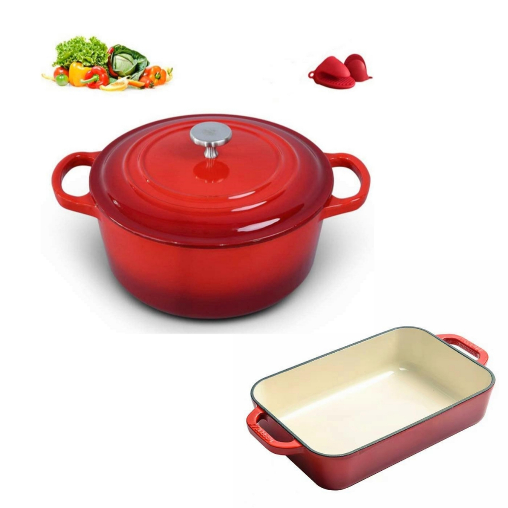 Enamel cast iron pot, French saucepan, soup pot, deep hot pot, saucepan, 22 cm cool colored cast iron pot 2P