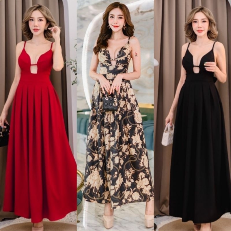 C037 แม็กซี่เดรสแซ่บๆงานสวยเป๊ะงานสายเดี่ยวปรับสายได้ดีเทลผูกหลังเก๋ๆสวยมากงานคาเฟ่สายทะเลใจบางแน่นอน
