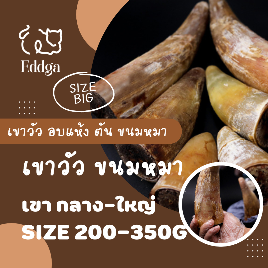 ใหม่ พร้อมส่ง ส่งไว !! 🔥🔥 Eddga กระดูกวัว เขาวัว อบแห้ง ขนมขัดฟัน ขนมหมา (สำหรับสุนัข🐶) ทำความสะอา