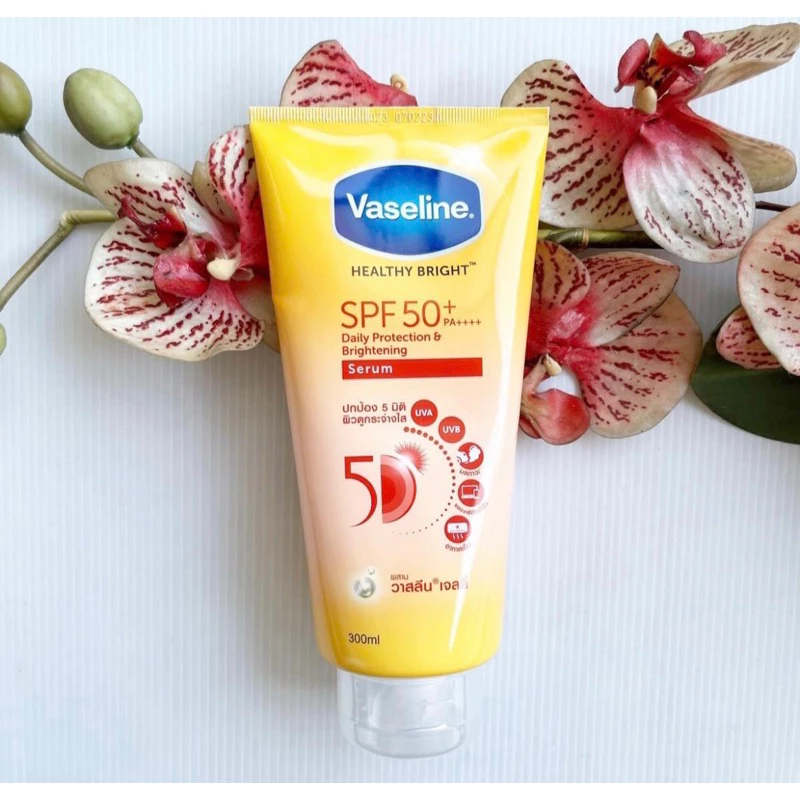 300 ml. ผลิต 08/25 Vaseline Healthy Bright SPF50 Daily Protection & Brightening วาสลีน เฮธี ไบร์ท กันแดด