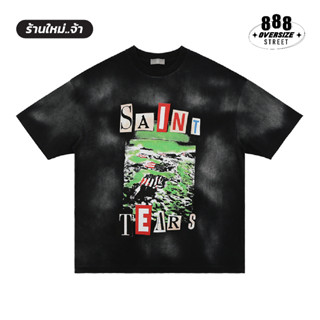 เสื้อยืดผู้ชายโอเวอร์ไซส์ เสื้อ Saint Tears เกาหลี สตรีท