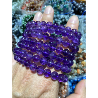 Natural Amethyst Bracelet หินอเมทิสต์ ขนาด 8 มม. 23 เม็ดสร้อยข้อมือหินแท้