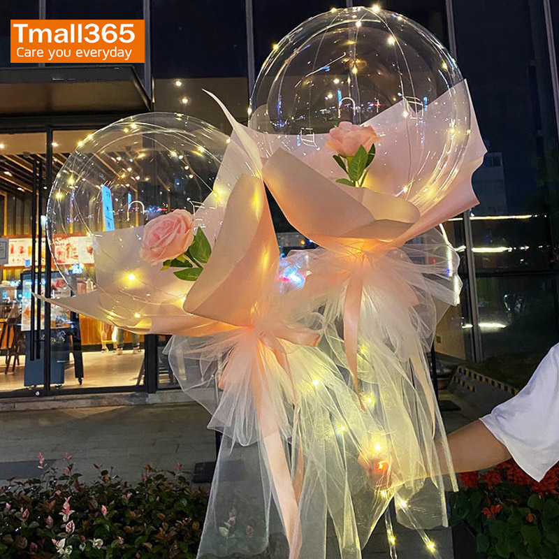 ลูกโป่งดอกกุหลาบ มีไฟ LED เรืองแสง โรแมนติก ของขวัญวันเกิด วันวาเลนไทน์ ลูกโป่งปาร์ตี้ พร้อมส่งในไทย