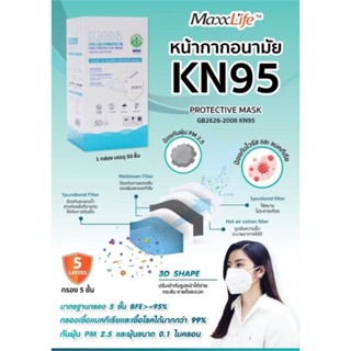 หน้ากากอนามัย MaxxLife KN95 แมสเกาหลี ดีไซน์เกาหลี KN95 กรองฝุ่น PM2.5  กรอง 5 ชั้น KN95