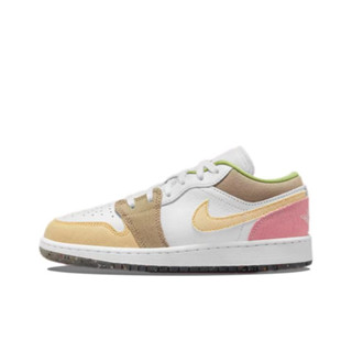 Readystock Air Jordan 1 Low Pastel Grind White/Tan-Pink Girls Size Sports Basketball Shoes【ของแท้100%】