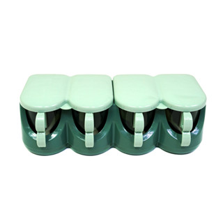 Seasoning box กล่องใส่เครื่องปรุง 4 ช่อง พร้อมช้อน 30x13x10 cm