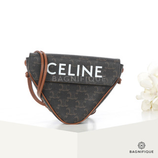 CELINE TRIANGLE MINI BROWN TAN CANVAS